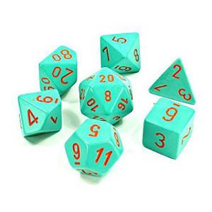 Immagine di HEAVY DICE POLYHEDRAL TURQUOISE/ORANGE 7-DADI SET – LAB DICE 4