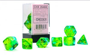Immagine di GEMINI POLYHEDRAL TRANSLUCENT GREEN-TEAL/YELLOW 7-DIE SET